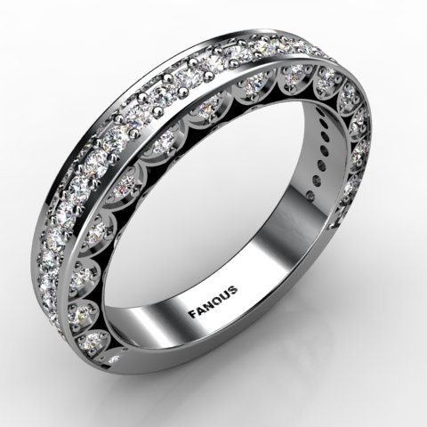 18k White Gold Wedding Band 0.975cts SKU: 0300759-18kw